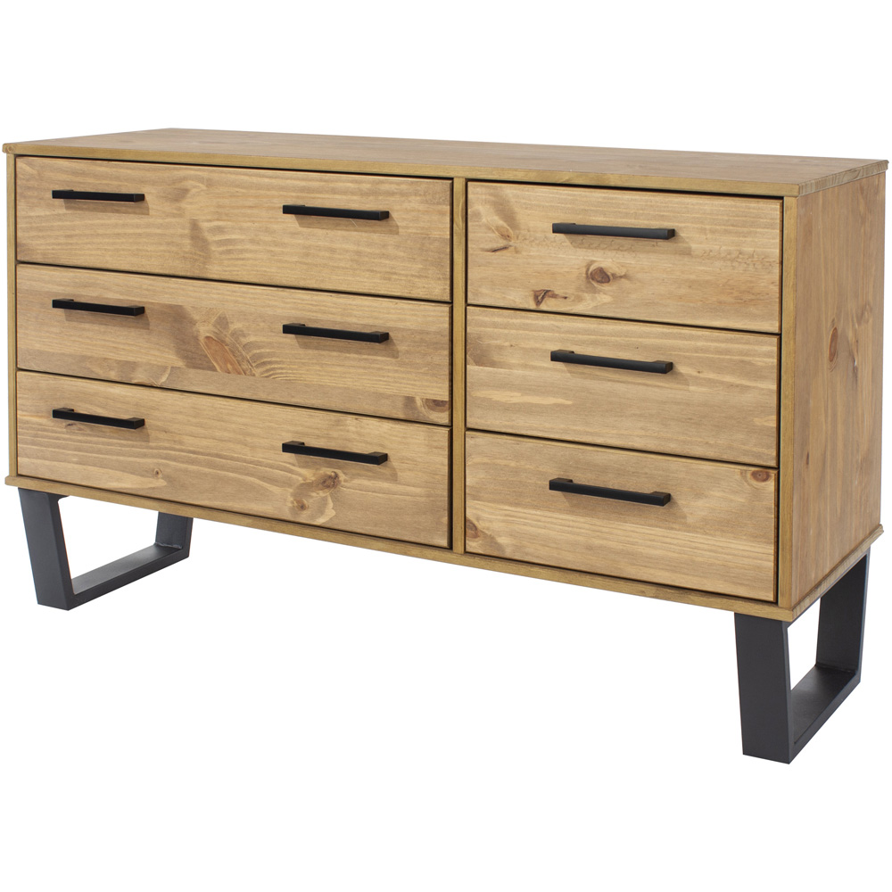 Core Products Texas 6 Drawer Antique Wax Pine Wide Chest of Drawers Image 2