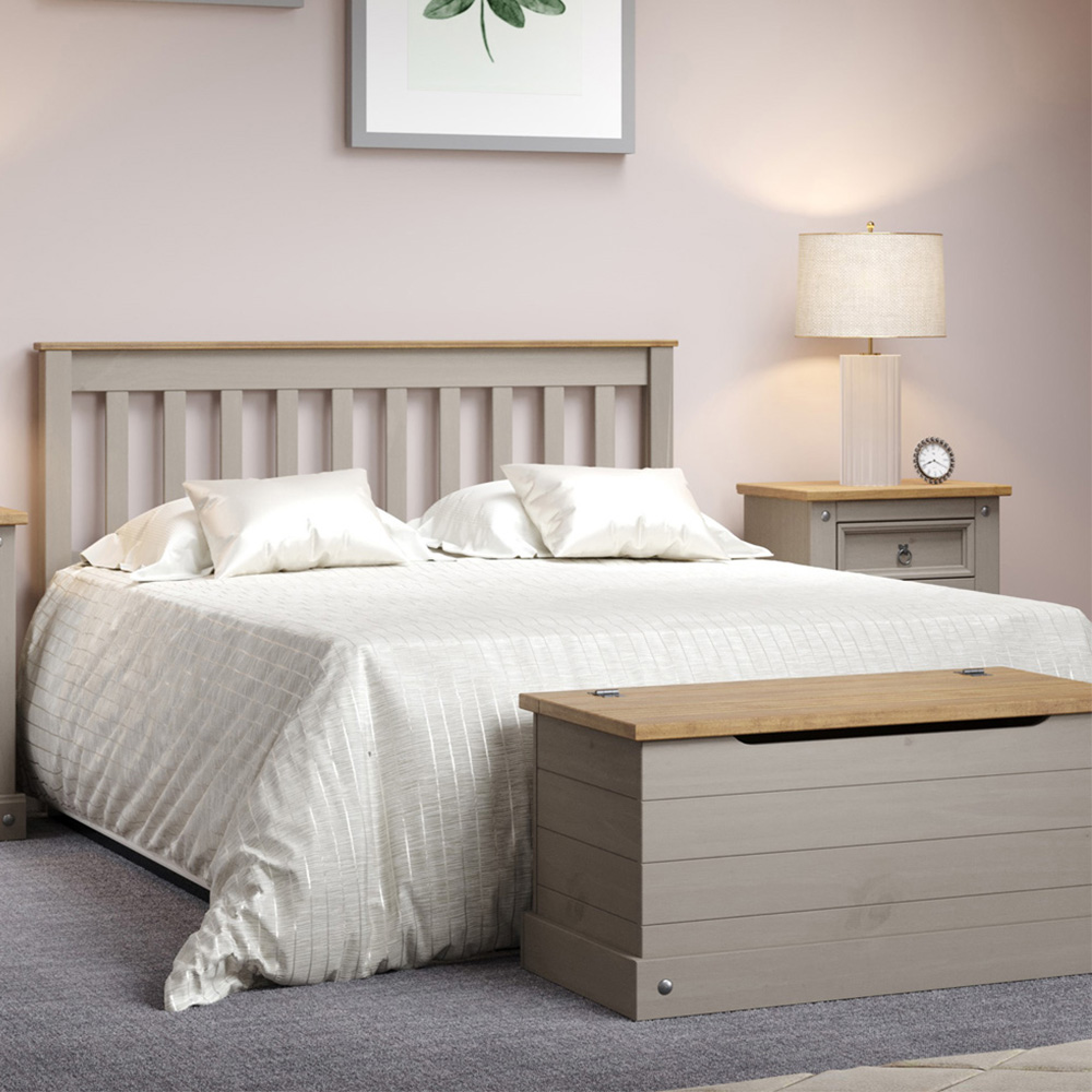 Corona Double Grey Washed Wax Finish Slatted Low End Bedstead Image 1