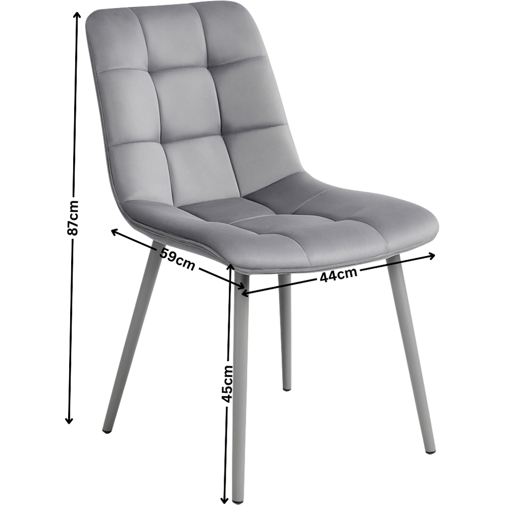 Kosy Koala 6 Seater Velvet Glass Dining Set Grey and Black Image 5