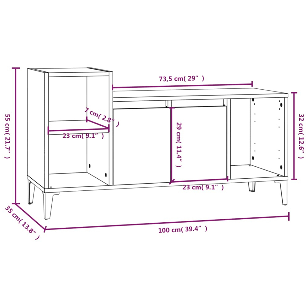 vidaXL 2 Door 3 Shelf Smoked Oak TV Cabinet Image 9