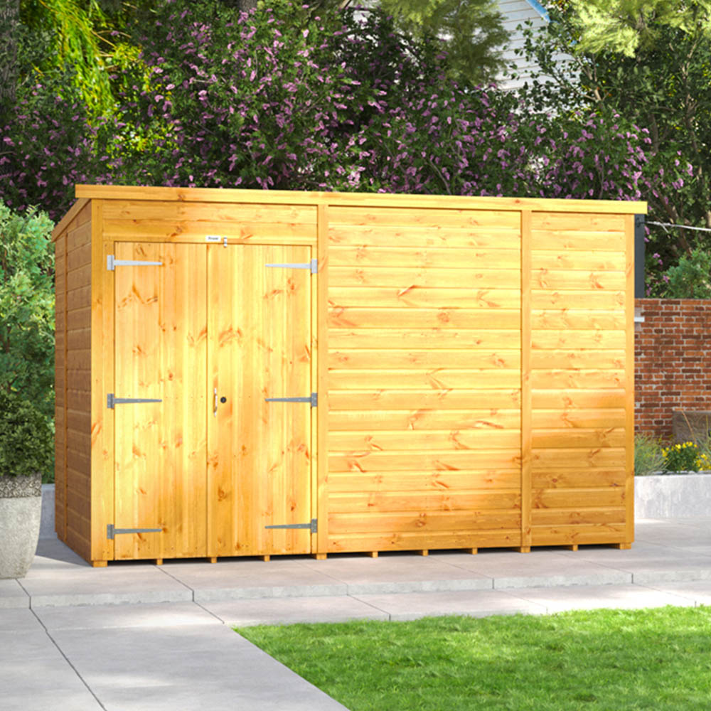 Power Sheds 10 x 6ft Double Door Pent Wooden Shed Image 2
