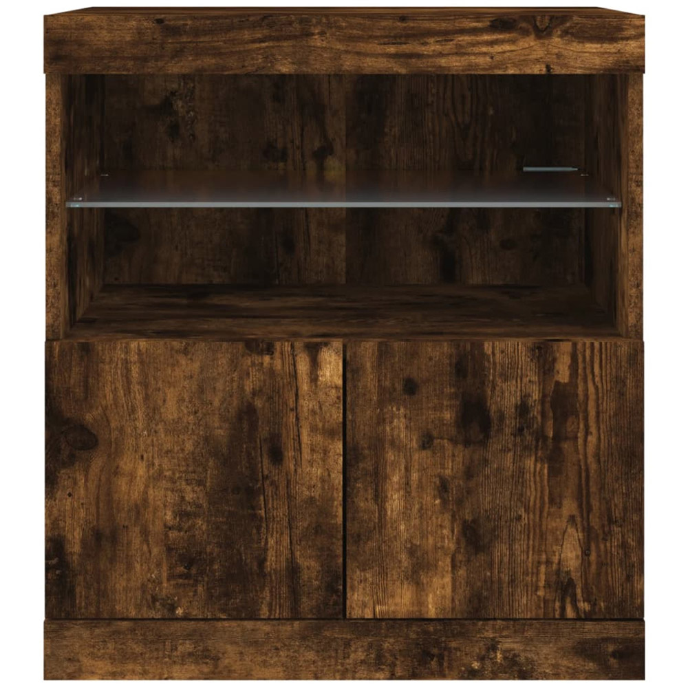 vidaXL 2 Door 2 Shelf Smoked Oak Sideboard with LED Lights Image 6
