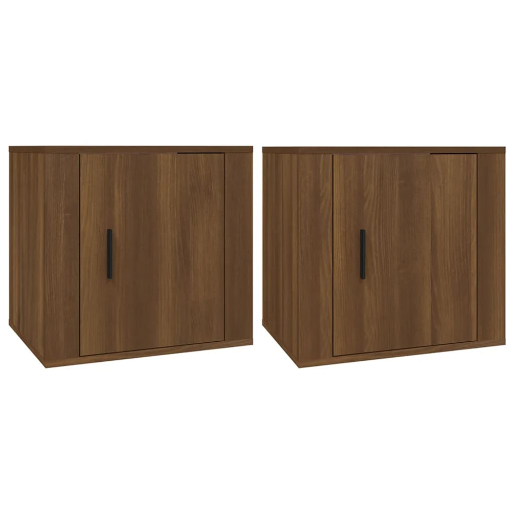 vidaXL Single Door Brown Oak Bedside Table Set of 2 Image 2