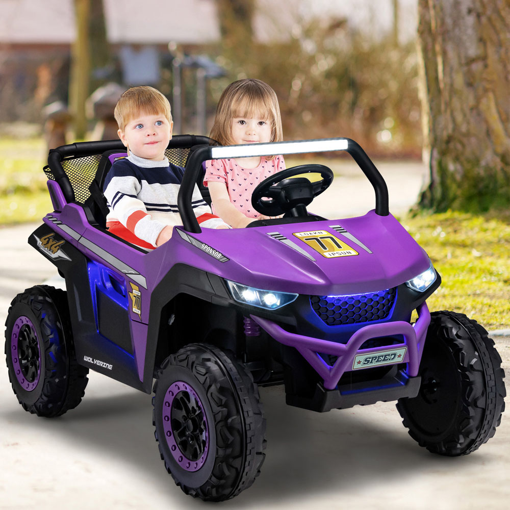 Costway Purple 2 Seater Battery Powered Electric Kids Ride on UTV Car Image 2