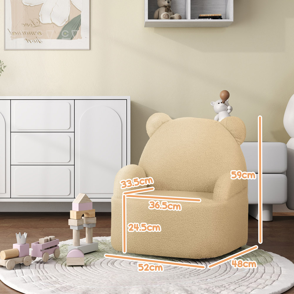 AIYAPLAY Khaki Bear Shaped Kids Armchair Image 8