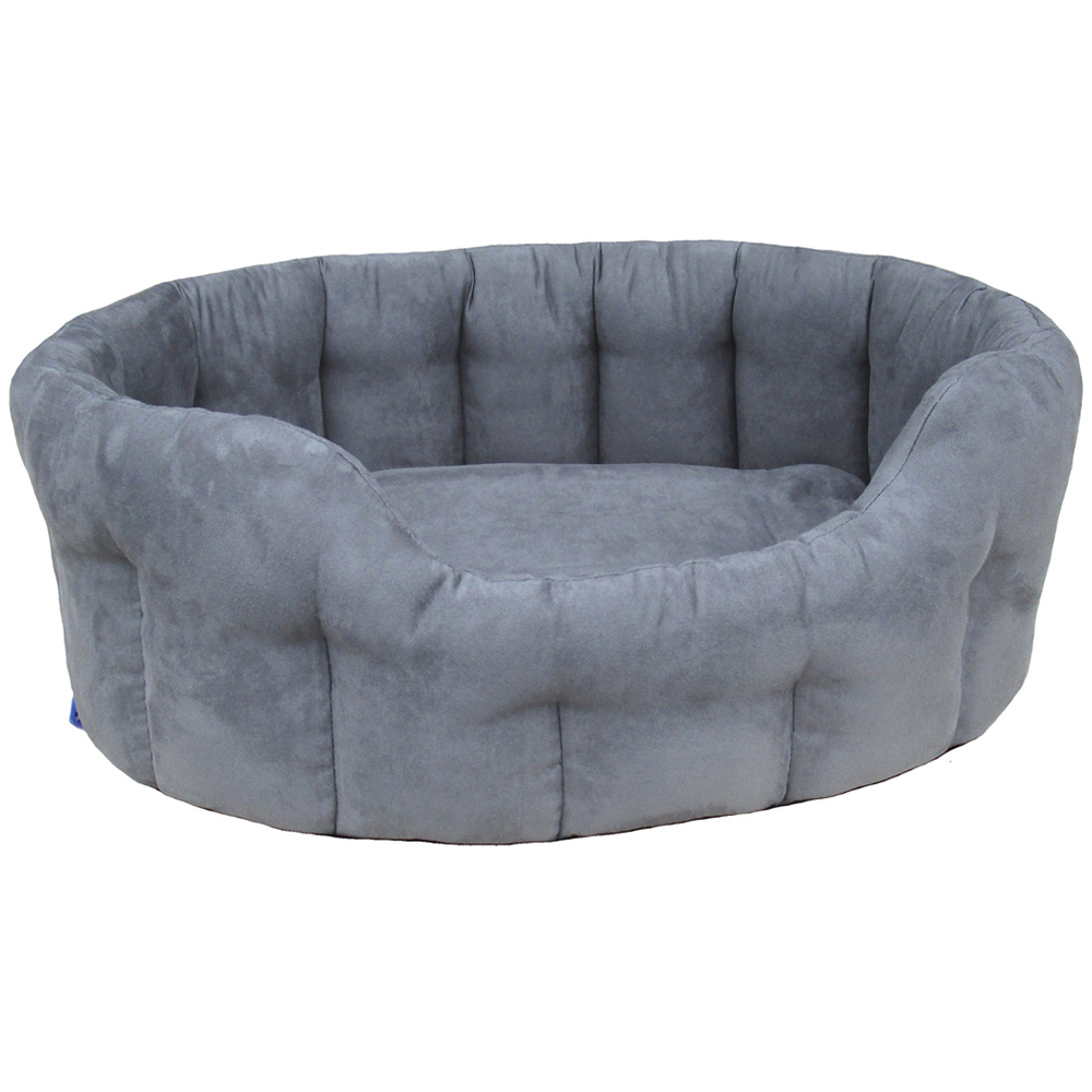 P&L XL Grey Oval Faux Suede Dog Bed Wilko