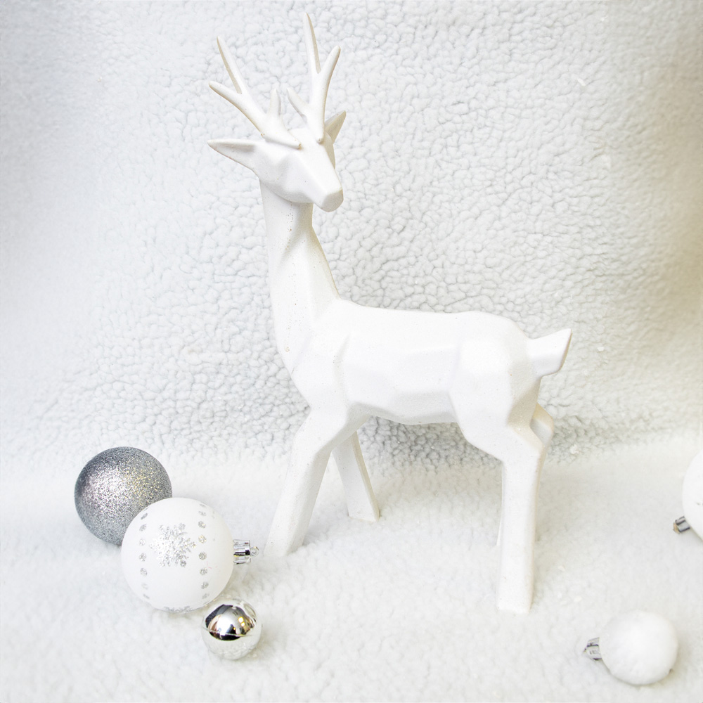 St Helens White Reindeer Christmas Decoration Image 3