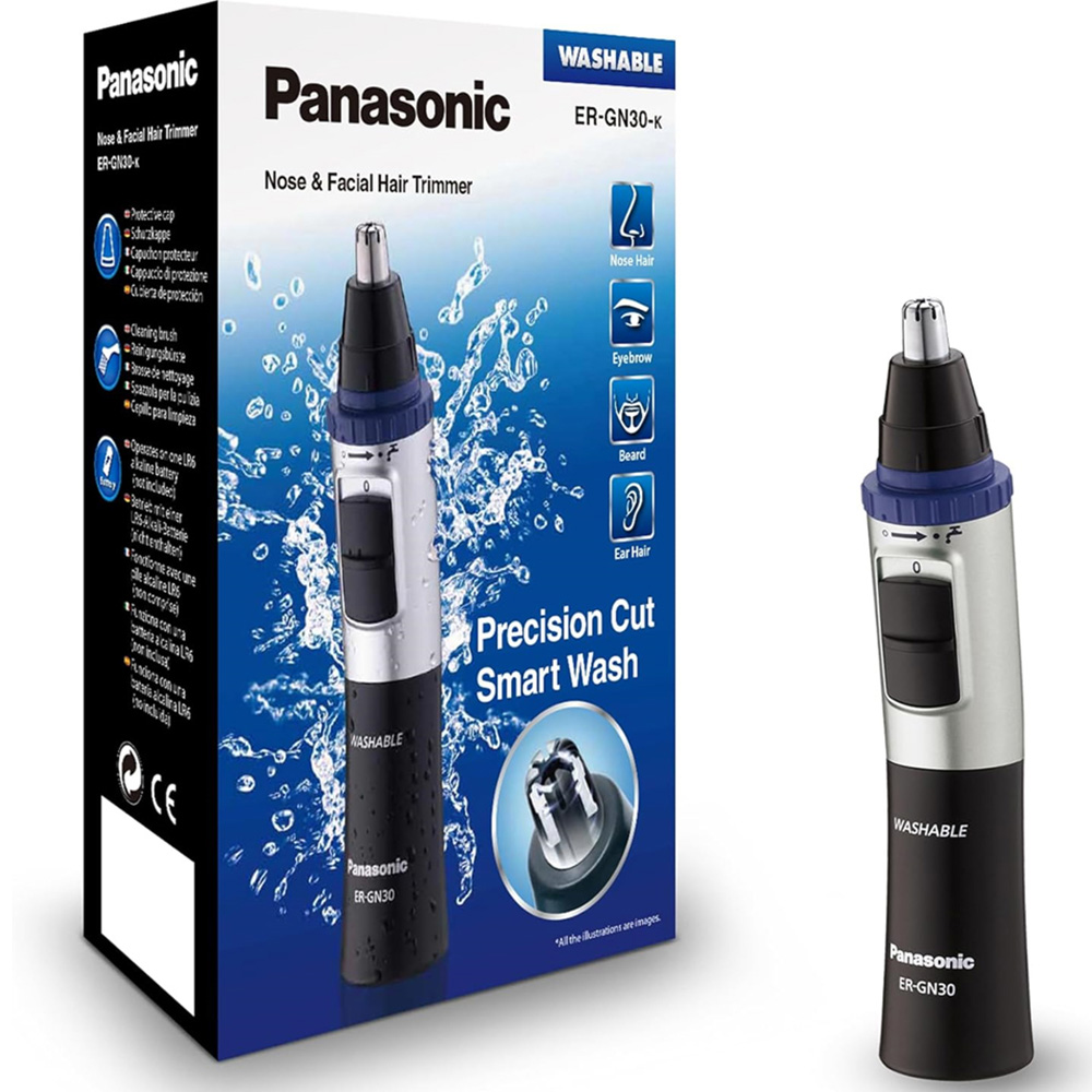 Panasonic ER-GN30 Silver and Black Wet and Dry Electric Nose Ear and Facial Hair Trimmer Image 3