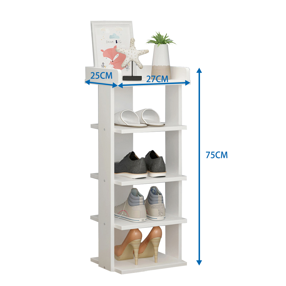 Living and Home 5 Tier White Wooden Open Shoe Rack Image 7