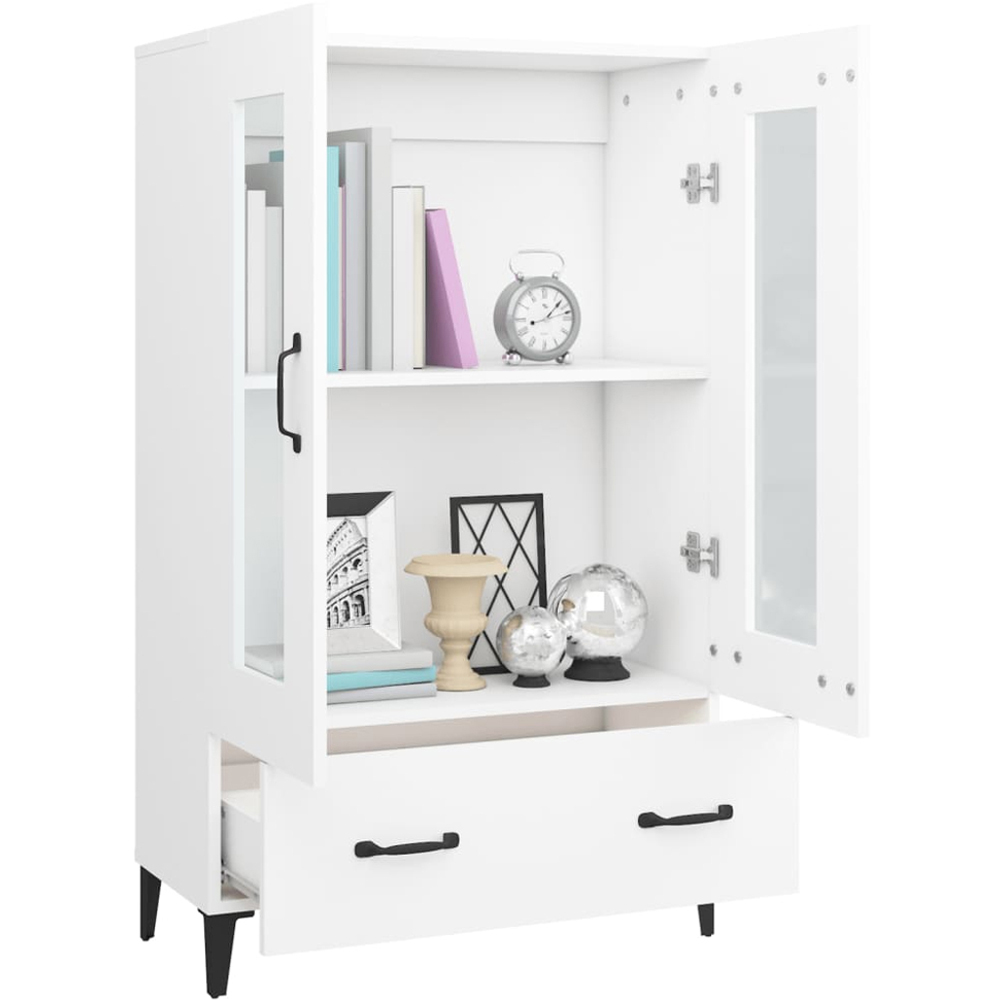 vidaXL 2 Glass Door Single Drawer White Highboard Image 4
