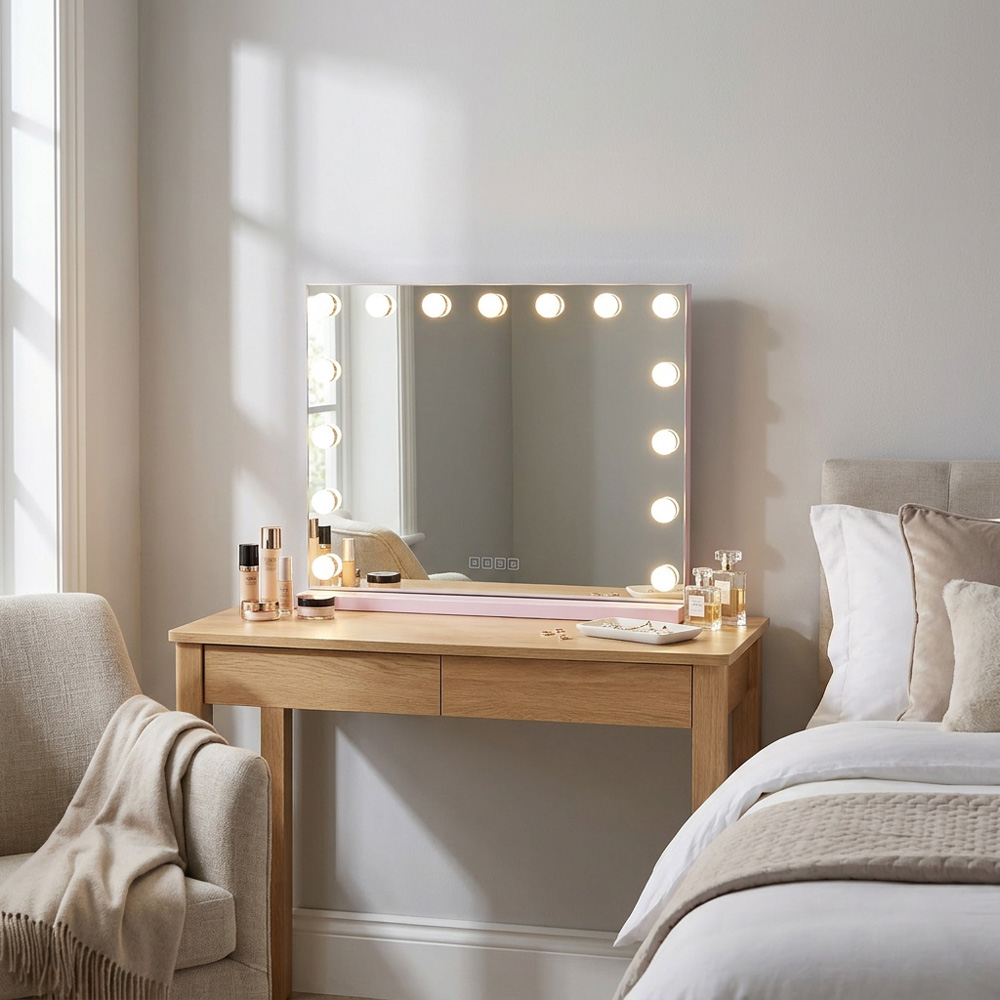 Hollywood LED Wireless Vanity Mirror Pink Image 7