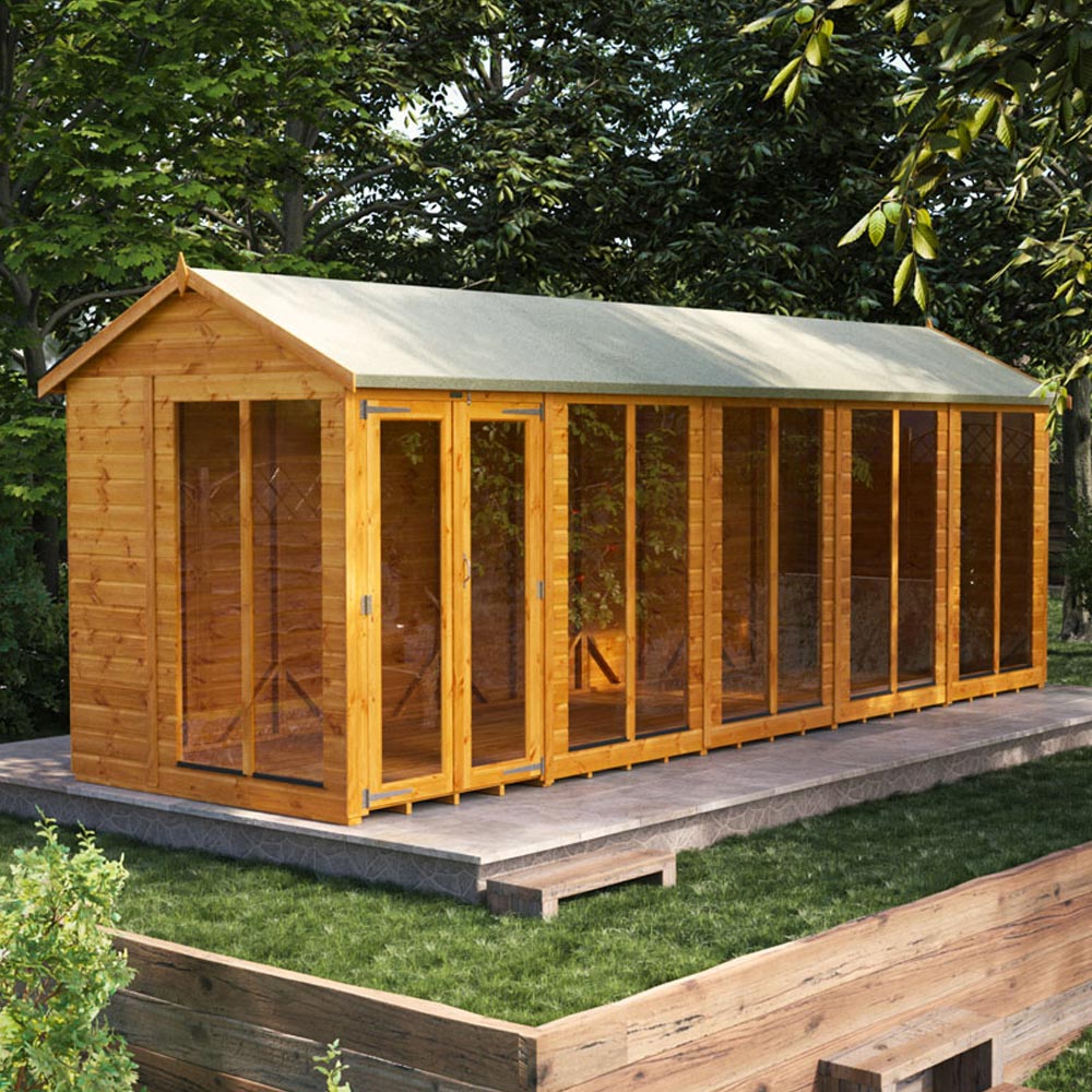 Power Sheds 20 x 6ft Double Door Apex Traditional Summerhouse Image 2