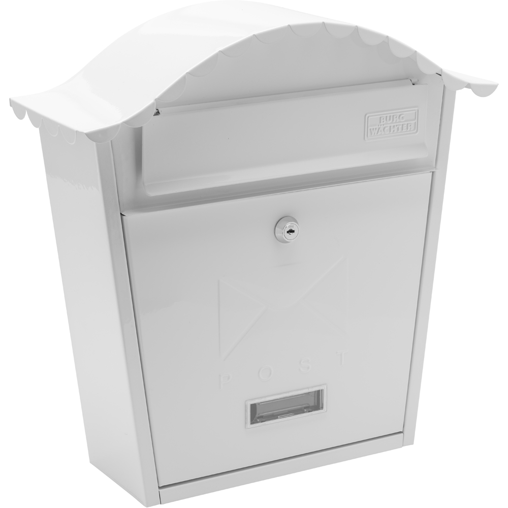 Burg-Wachter Classic White Wall Mounted Galvanised Steel Post Box Image 1