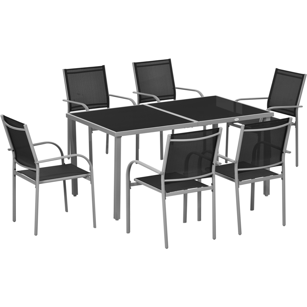 Outsunny 6 Seater Black Garden Dining Set Image 2
