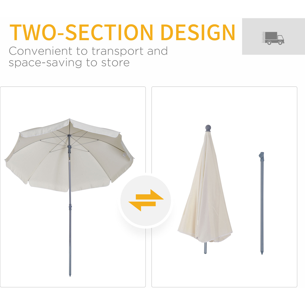 Outsunny Cream White Tilting Parasol 2.2m Image 5