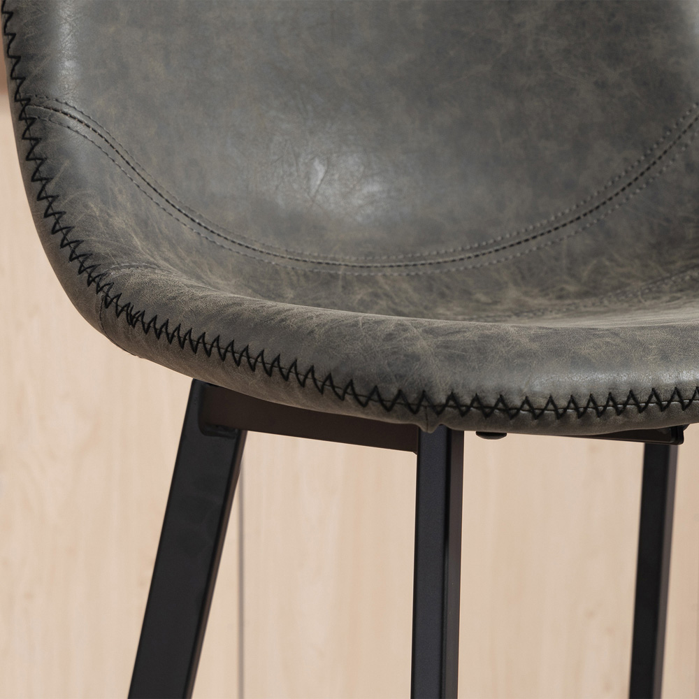 Portland Grey Faux Leather Bar Stool Set of 2 Image 3