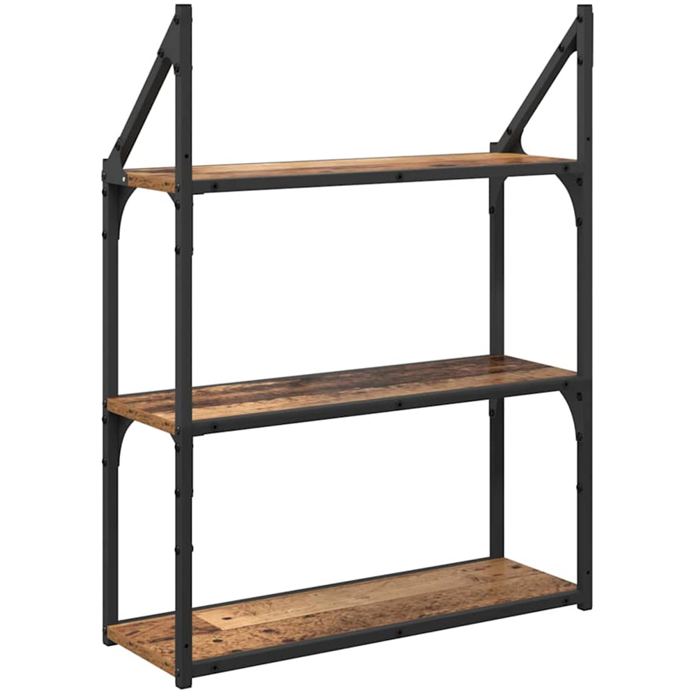 vidaXL 60cm 3 Shelf Old Wood Wall Shelf Image 6