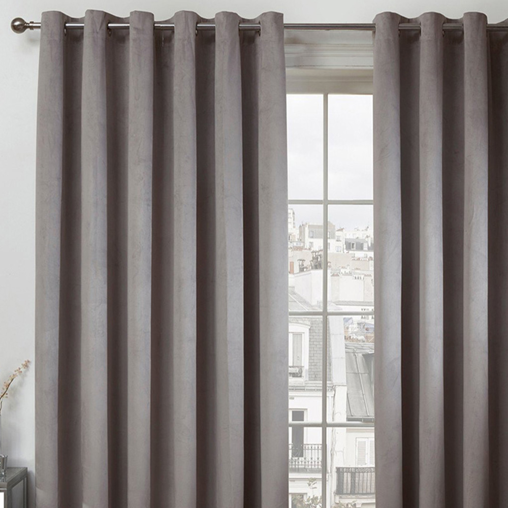 Divante Vermont Silver Velvet Blackout Curtain 229 x 229cm Image 5