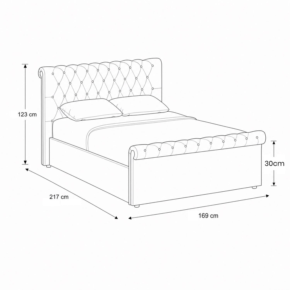 FWStyle Abbey King Size Steel Grey Side Lift Ottoman Bed Frame with Scroll Buttoned Headboard Image 8