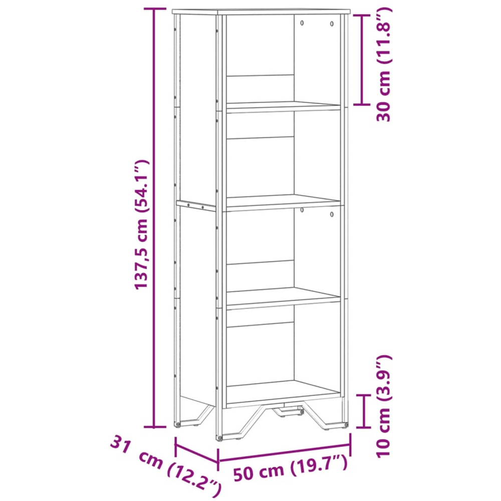 vidaXL 4 Shelf Brown Bookcase Image 9