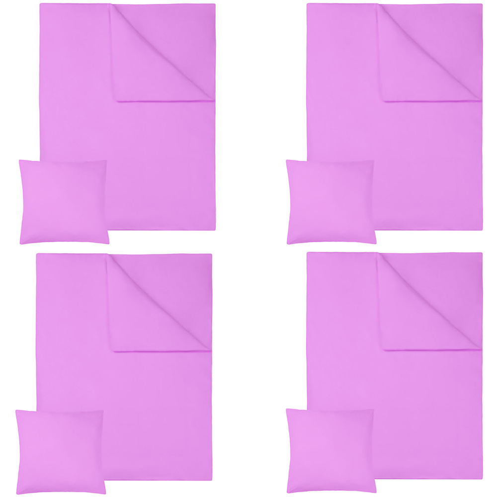 tectake Double Purple Cotton Duvet Cover Set 4 Pack Image 2