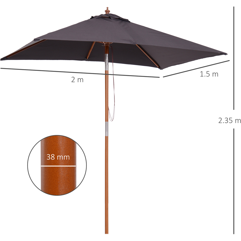 Outsunny Deep Grey Tilt Parasol 2m Image 7