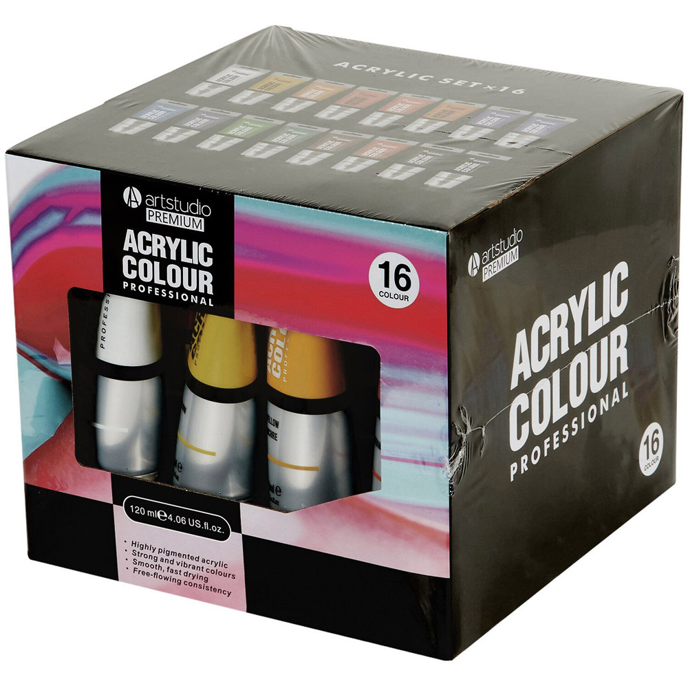 Art Studio Multicolour Professional Acrylic Colour 16 Pack Image 4