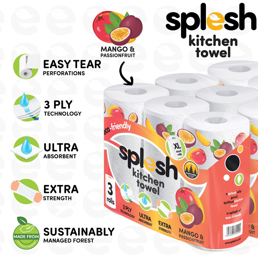 Splesh Mango and Passionfruit XL Kitchen Towel 3 Ply 18 Pack Image 3