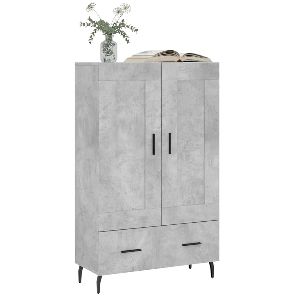 vidaXL 2 Door Single Drawer Concrete Grey Small Highboard Image 3