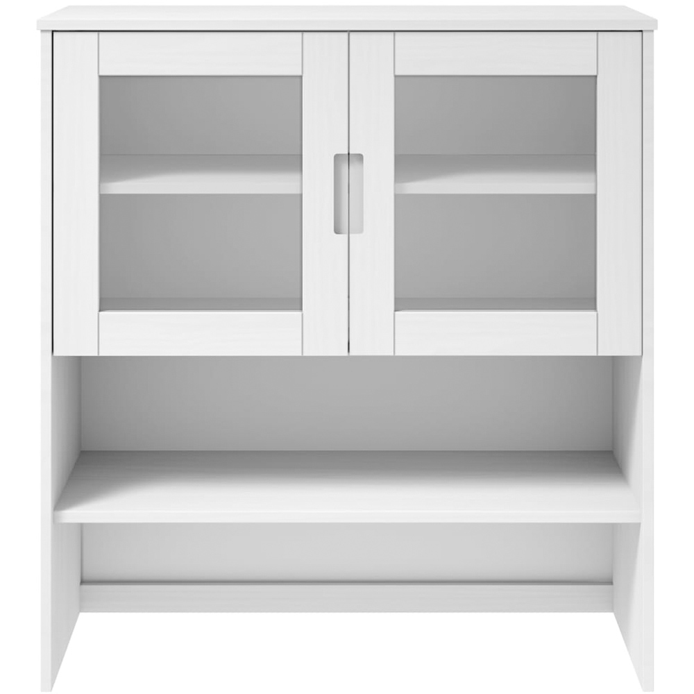 vidaXL Molde 2 Glass Door Single Open Shelf White Highboard Top Image 4