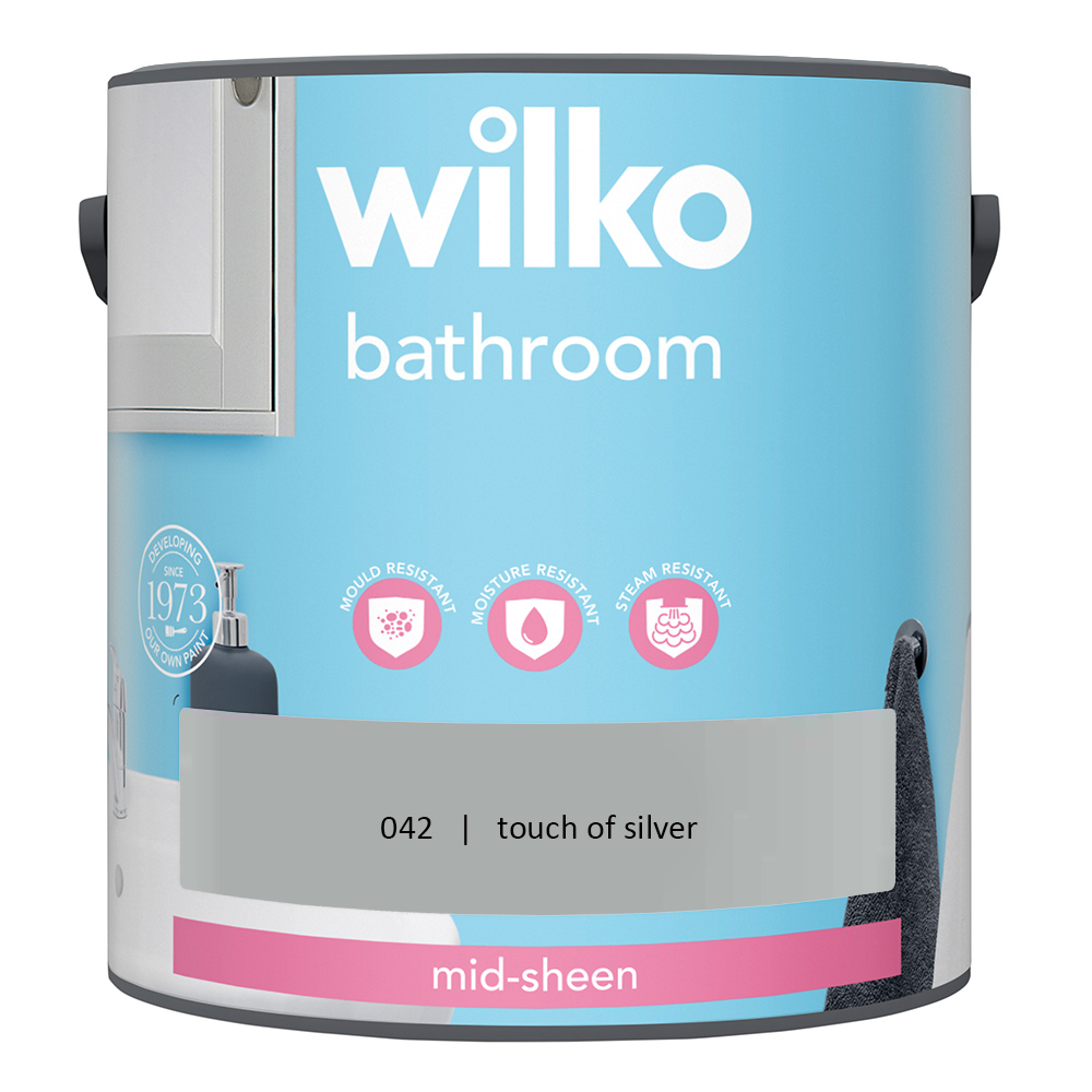 Wilko Bathroom Touch of Silver Mid Sheen Emulsion Paint 2.5L Image 2
