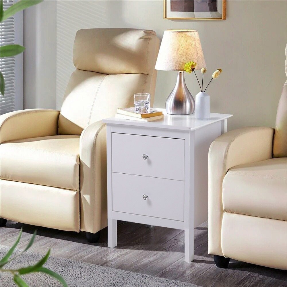 Living and Home White 2 Drawers Wooden Storage Cabinet Image 8