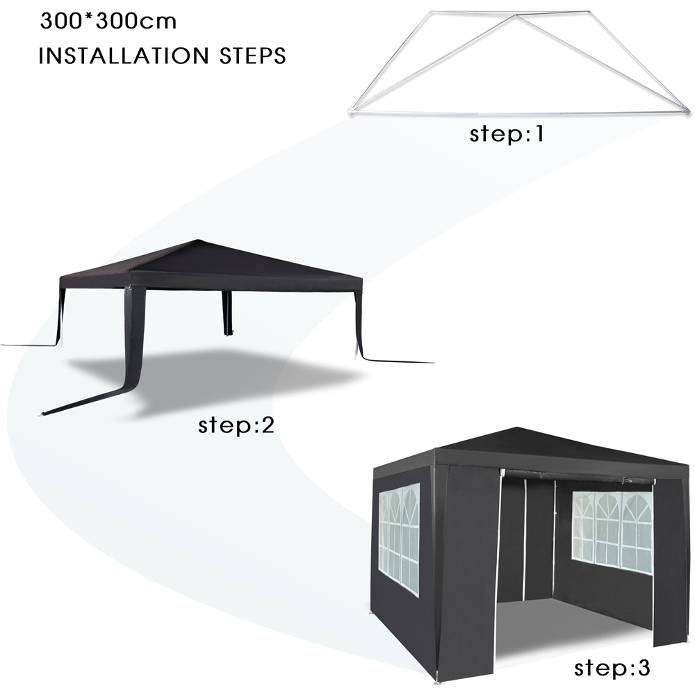 Grey 3 x 3m Event Gazebo with Removable Sides Image 5