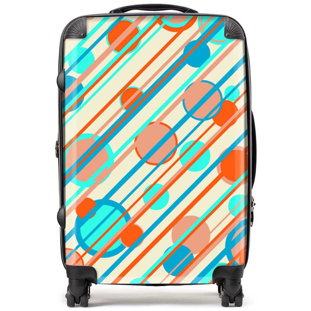 Warren Reed Designer Medium Retro Stripes and Circles Suitcase Image 1