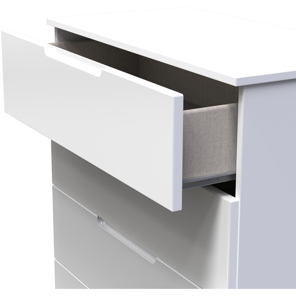 Crowndale Milan 4 Drawer White Gloss and White Chest of Drawers Ready Assembled Image 6