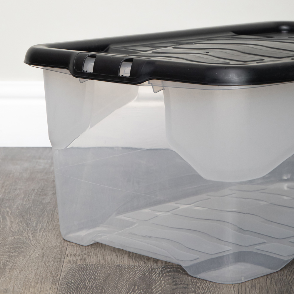 Samuel Alexander 42L Clear Stackable Nestable Design Storage Box with Black Lid Image 7