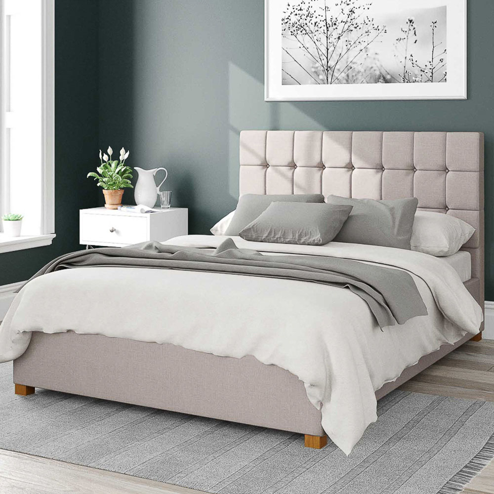 Aspire Sinatra Double Off White Eire Linen Ottoman Bed Image 1