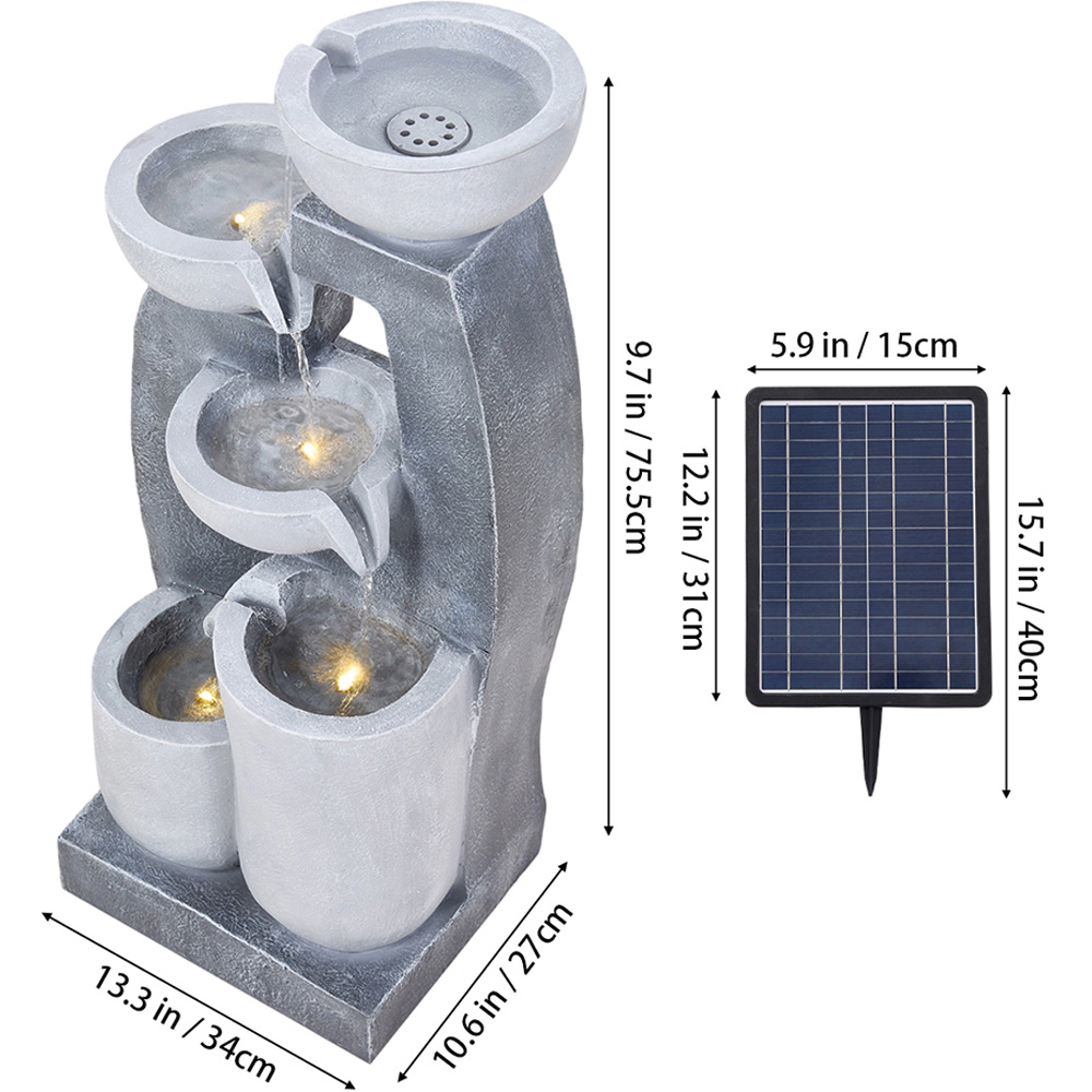 Living and Home 5-Tier Solar-Powered LED Water Feature Image 6