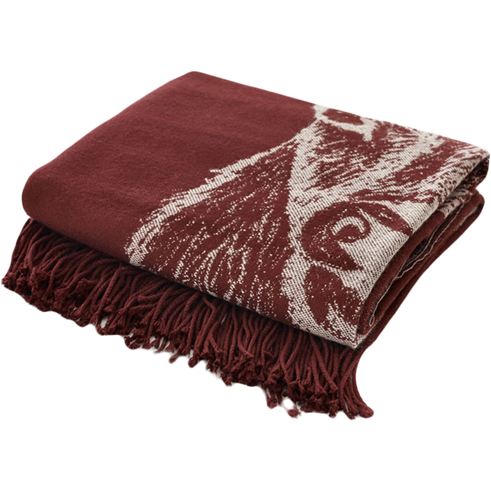 The Lyndon Company Stag Mulberry Acrylic Throw 140 x 185cm Image 1