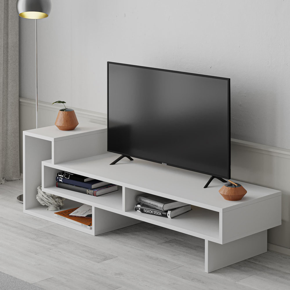 Decortie Tetra White Multimedia Centre TV Unit with Shelves Image 4