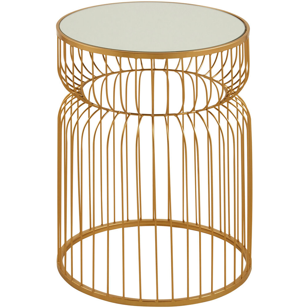 Premier Housewares Avantis Gold Metal Wireframe Round Side Table Image 2