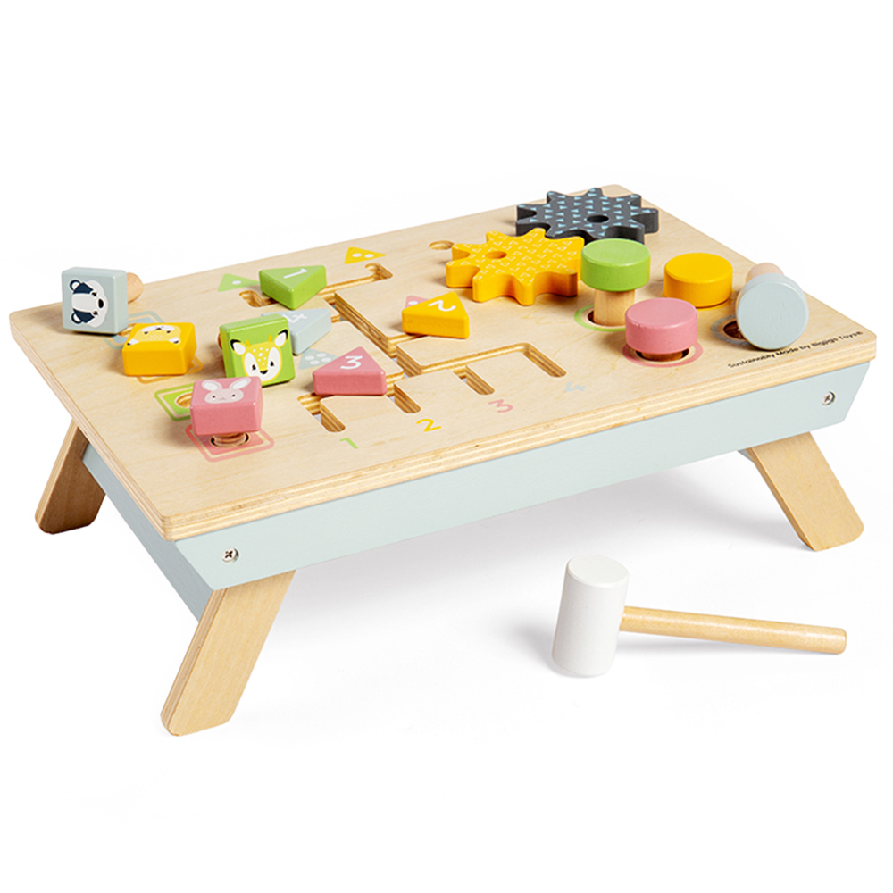 Bigjigs Toys FSC Wooden Tabletop Activity Bench Multicolour Image 1