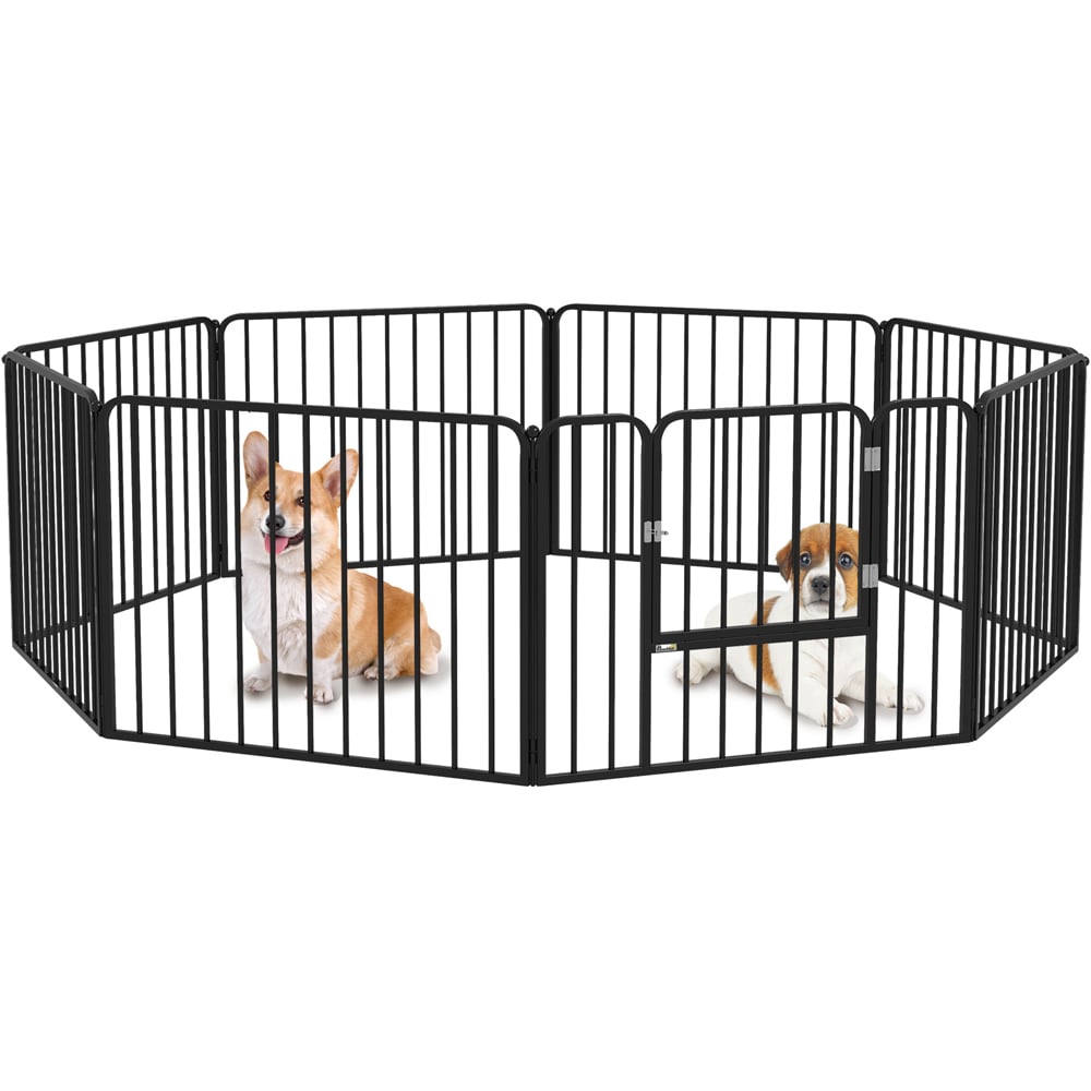 PawHut Black 8 Panel Metal Pet Playpen Gate Image 7