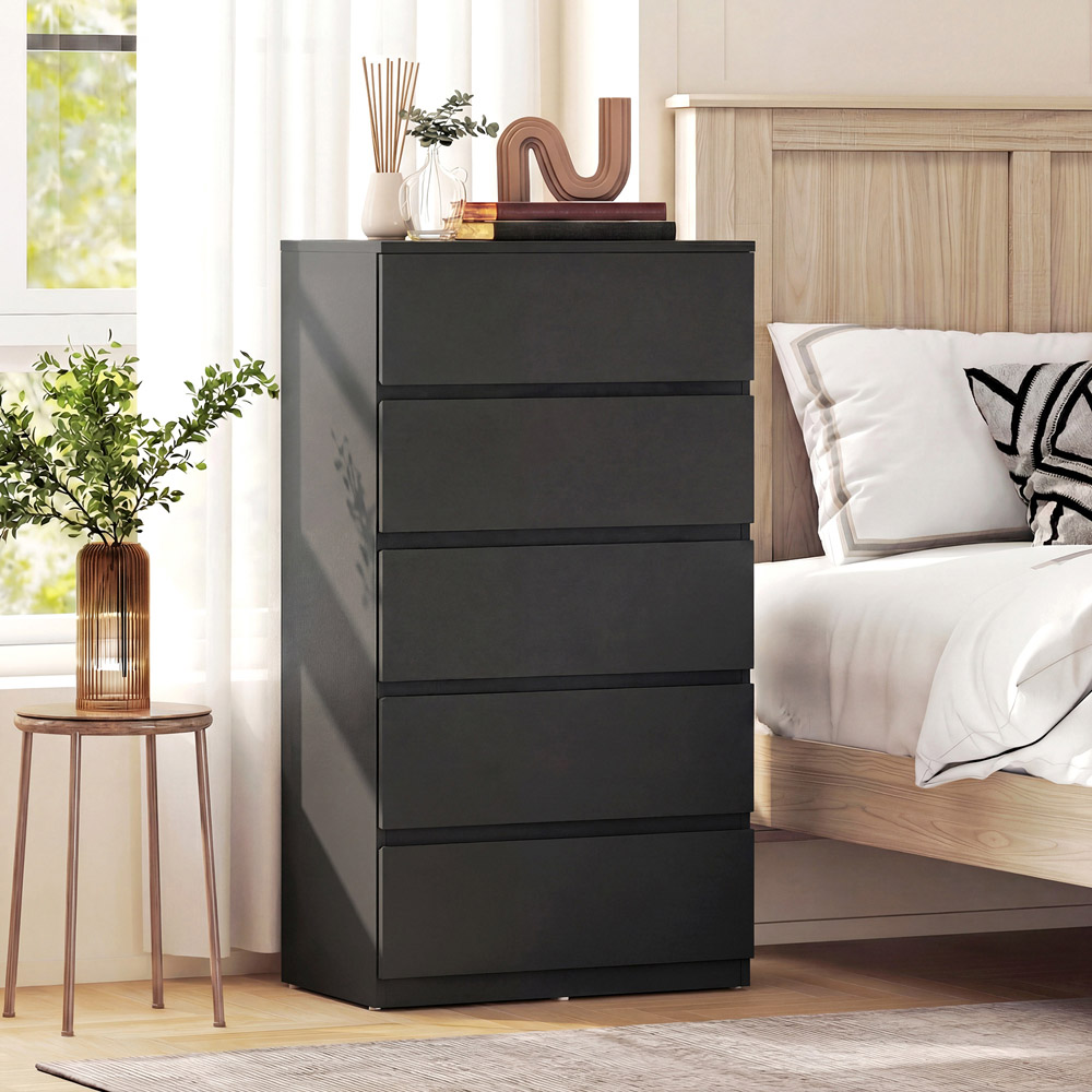 Portland 5 Drawer Black Chest of Drawers Image 7