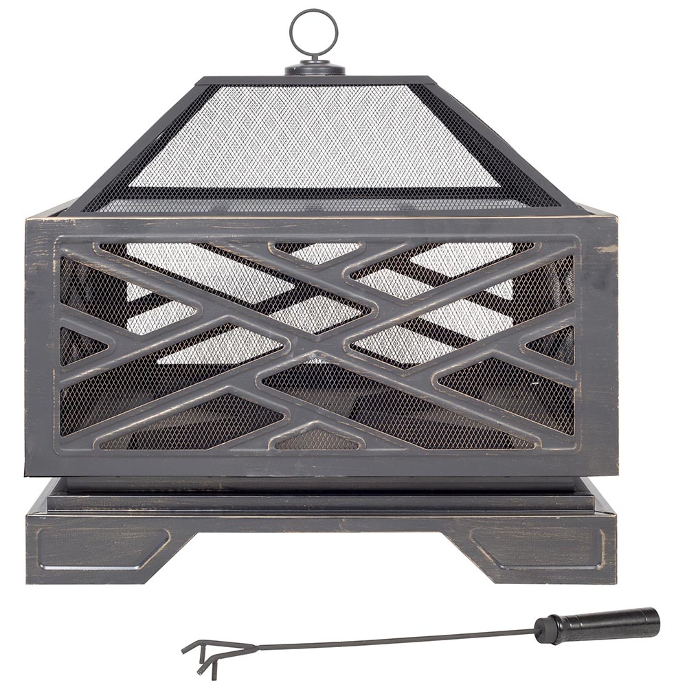 La Hacienda Brooklyn Mesh Firepit with Grill Image 1