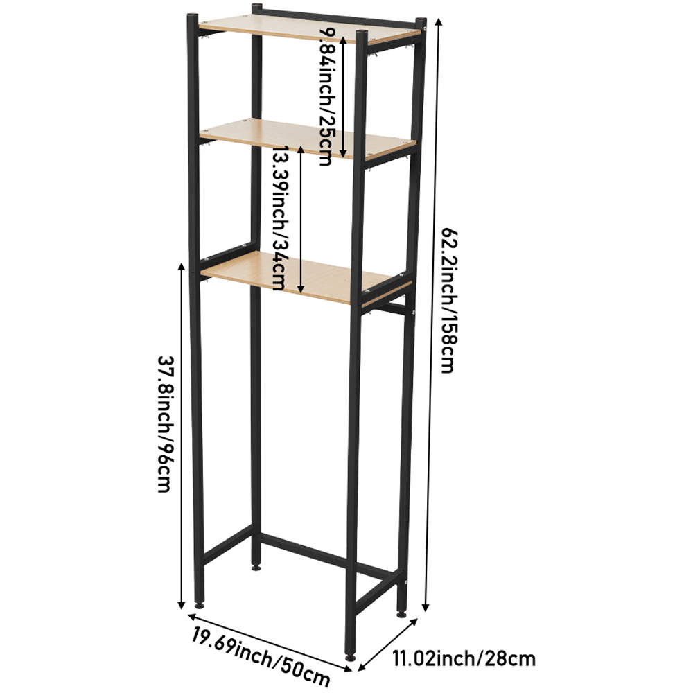 Living and Home 3 Shelf Black Over Toilet Storage Shelf Image 9