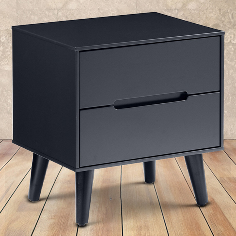 Julian Bowen Alicia 2 Drawer Matt Anthracite Bedside Table Image 1