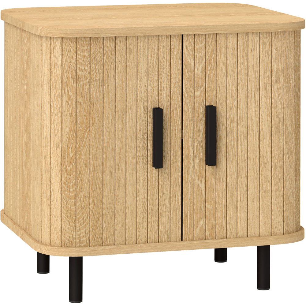 Portland 2 Sliding Door Oak Tone Nightstand Image 2