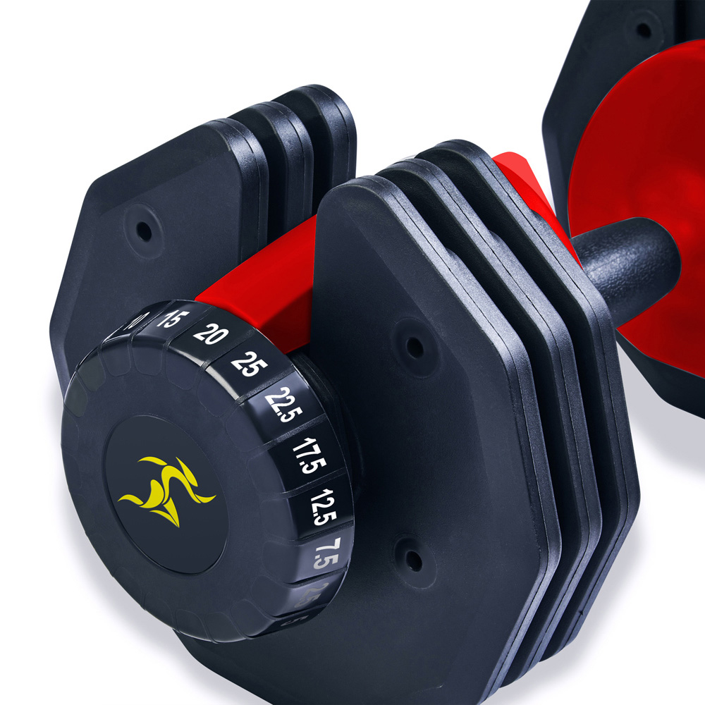 Strongology Urban25 Single Home Fitness Black Red Adjustable Dumbbell 2.5kg to 25kg Image 4