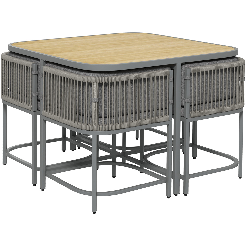Outsunny 4 Seater PE Rattan Dining Set Grey Image 2